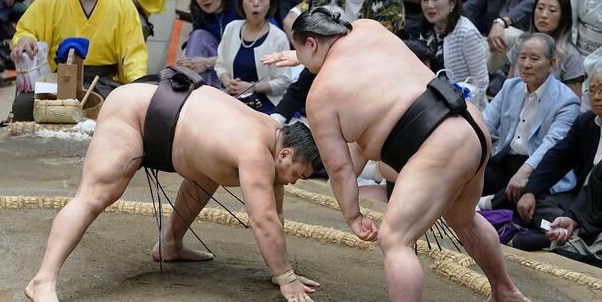 Jour 10 – L&rsquo;ancien ôzeki Shodai bat Kirishima : six lutteurs à égalité en tête du classement